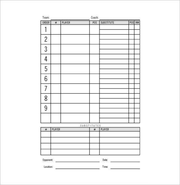 10+ Baseball Line Up Card Templates - Doc, Pdf | Free & Premium Templates Within Free Baseball Lineup Card Template