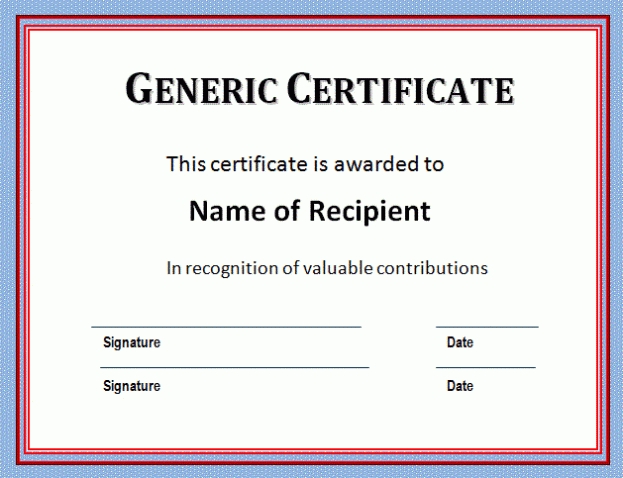 10+ Generic Certificate Template | Certificate Of Throughout Generic In Generic Certificate Template