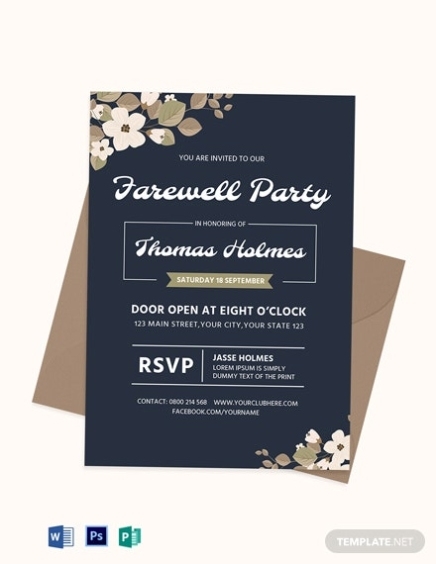 12+ Free Farewell Invitation Templates - Word | Psd | Indesign | Apple (Mac) Pages | Publisher Throughout Farewell Invitation Card Template