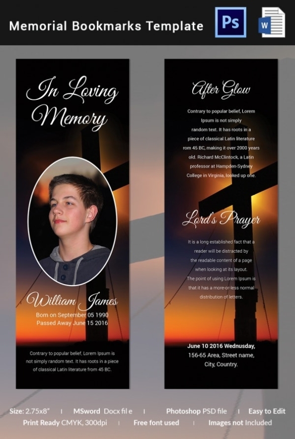 12+ Funeral Bookmark Templates - Word, Psd For Remembrance Cards Template Free