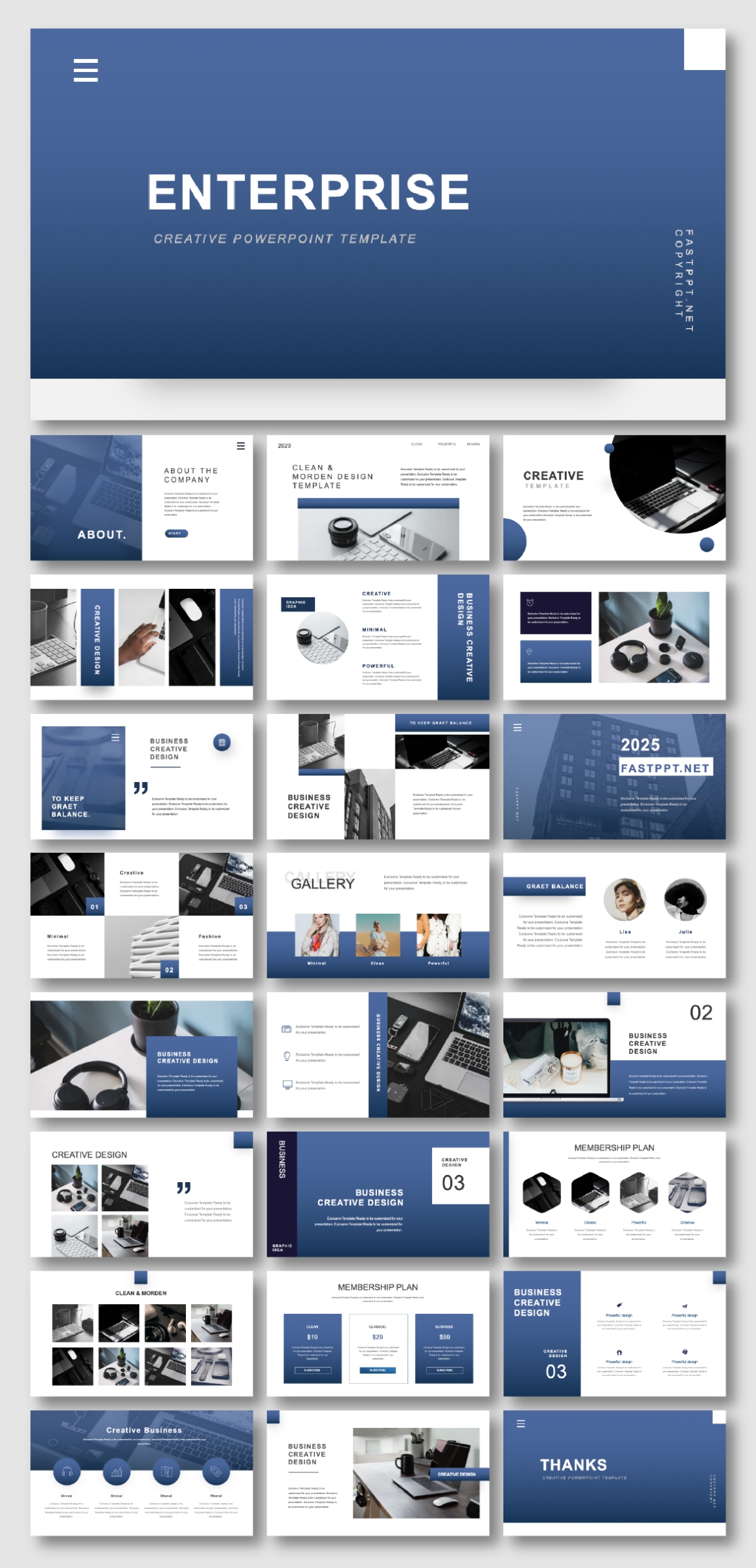 2 In 1 Blue & Gray Business Presentation Template - Original And High Throughout Powerpoint Photo Slideshow Template