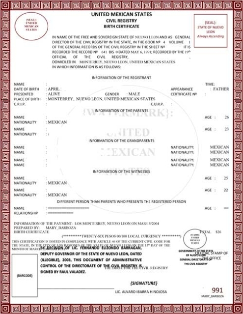 21 Translation Of Mexican Birth Certificate To English Template - Best Throughout Mexican Birth Certificate Translation Template