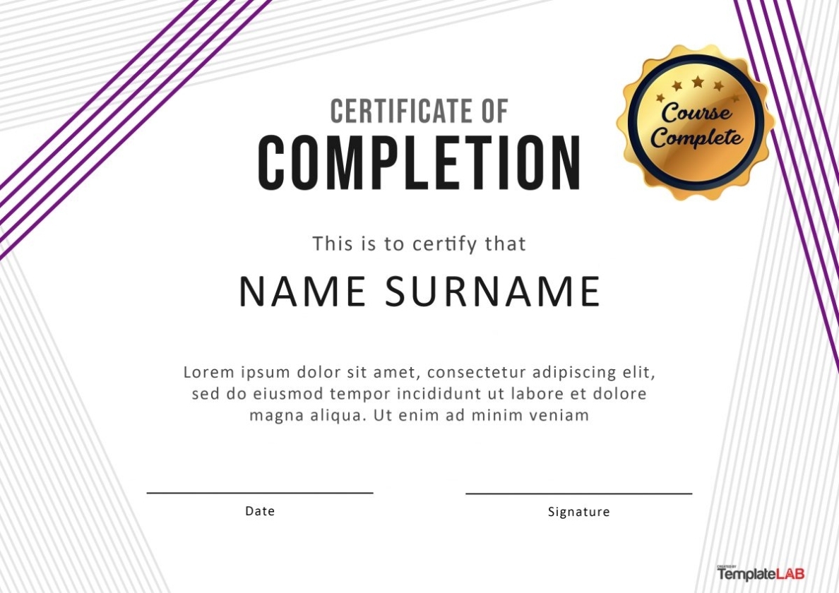 23 Free Certificate Of Completion Templates [Word, Powerpoint] In Free Certificate Of Completion Template Word