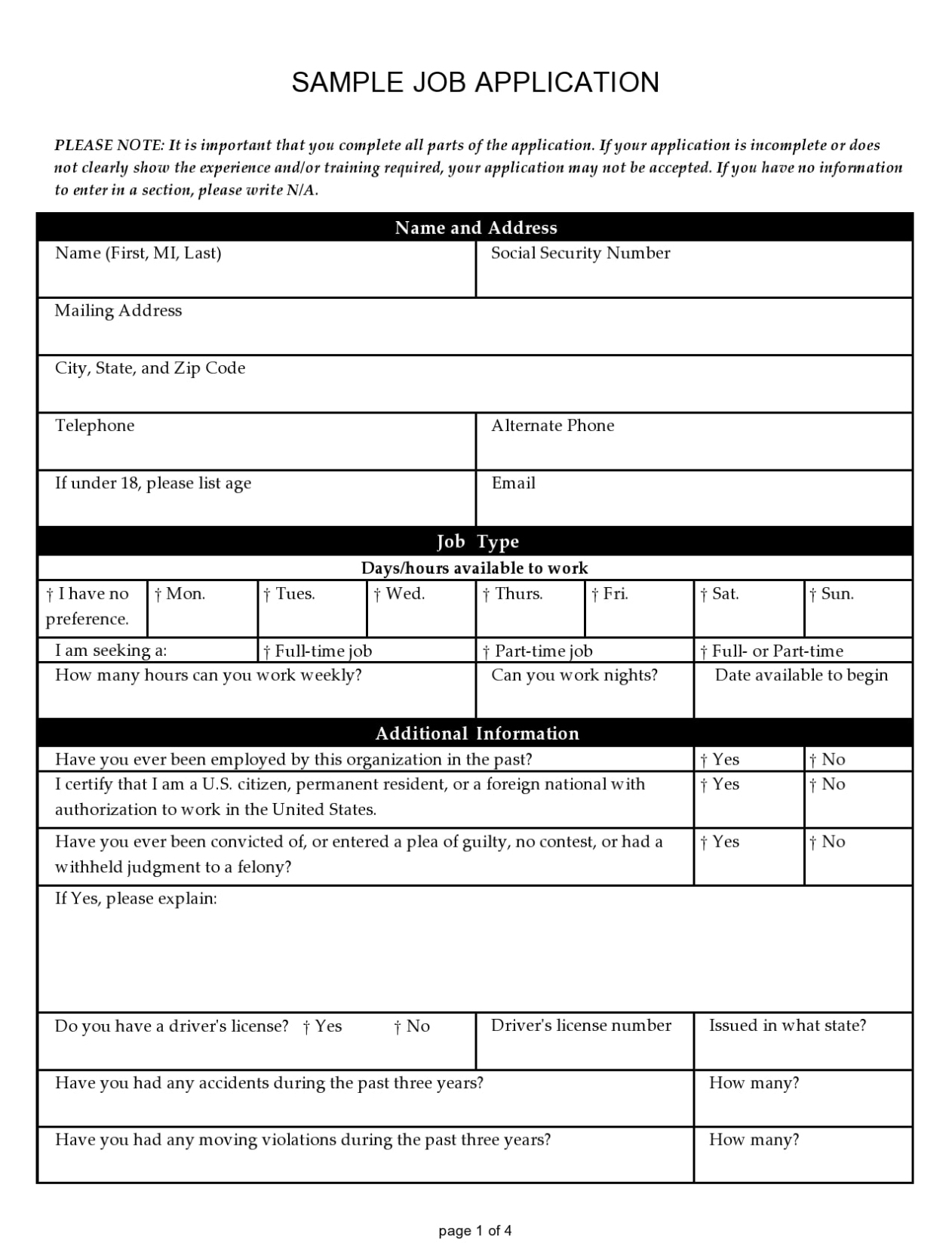 27 Basic Employment Application Templates [Free] Intended For Employment Application Template Microsoft Word