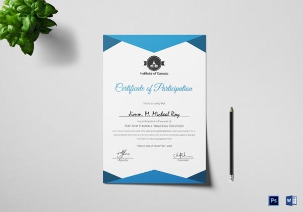 31+ Participation Certificate Templates - Pdf, Word, Psd, Ai, Indesign In Conference Participation Certificate Template