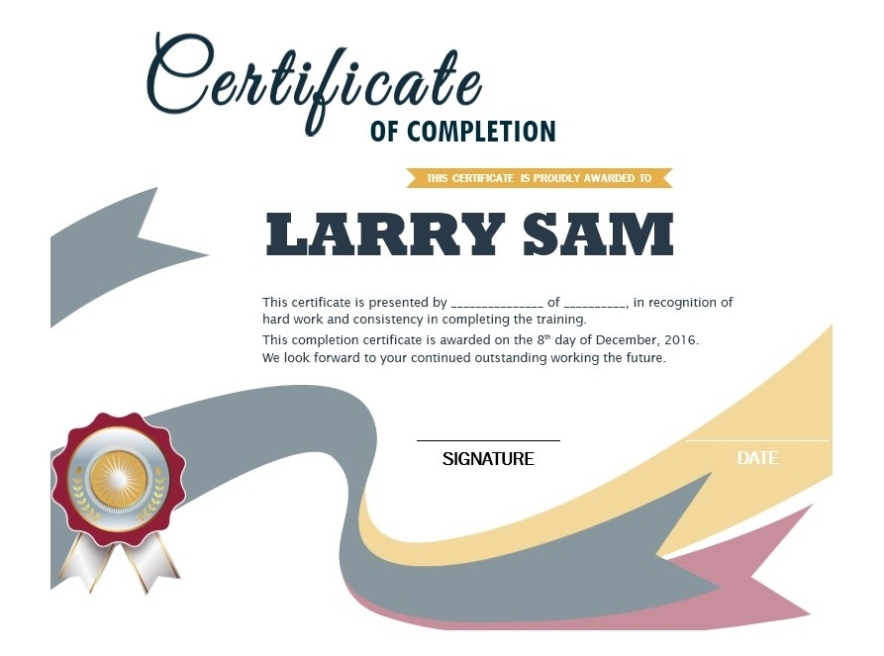 40 Fantastic Certificate Of Completion Templates [Word, Powerpoint] With Regard To Certification Of Completion Template