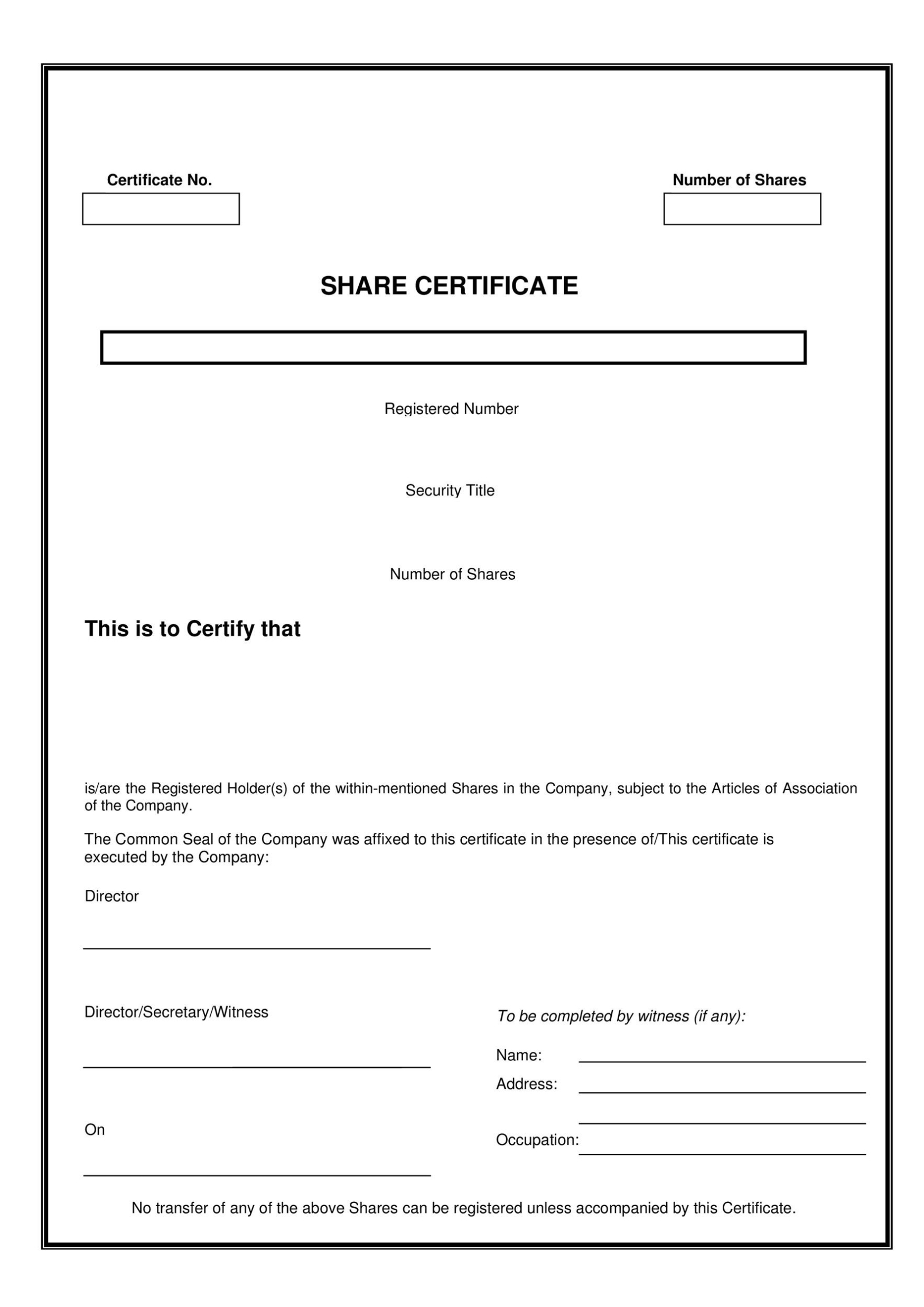 40+ Free Stock Certificate Templates (Word, Pdf) ᐅ Templatelab In Share Certificate Template Australia