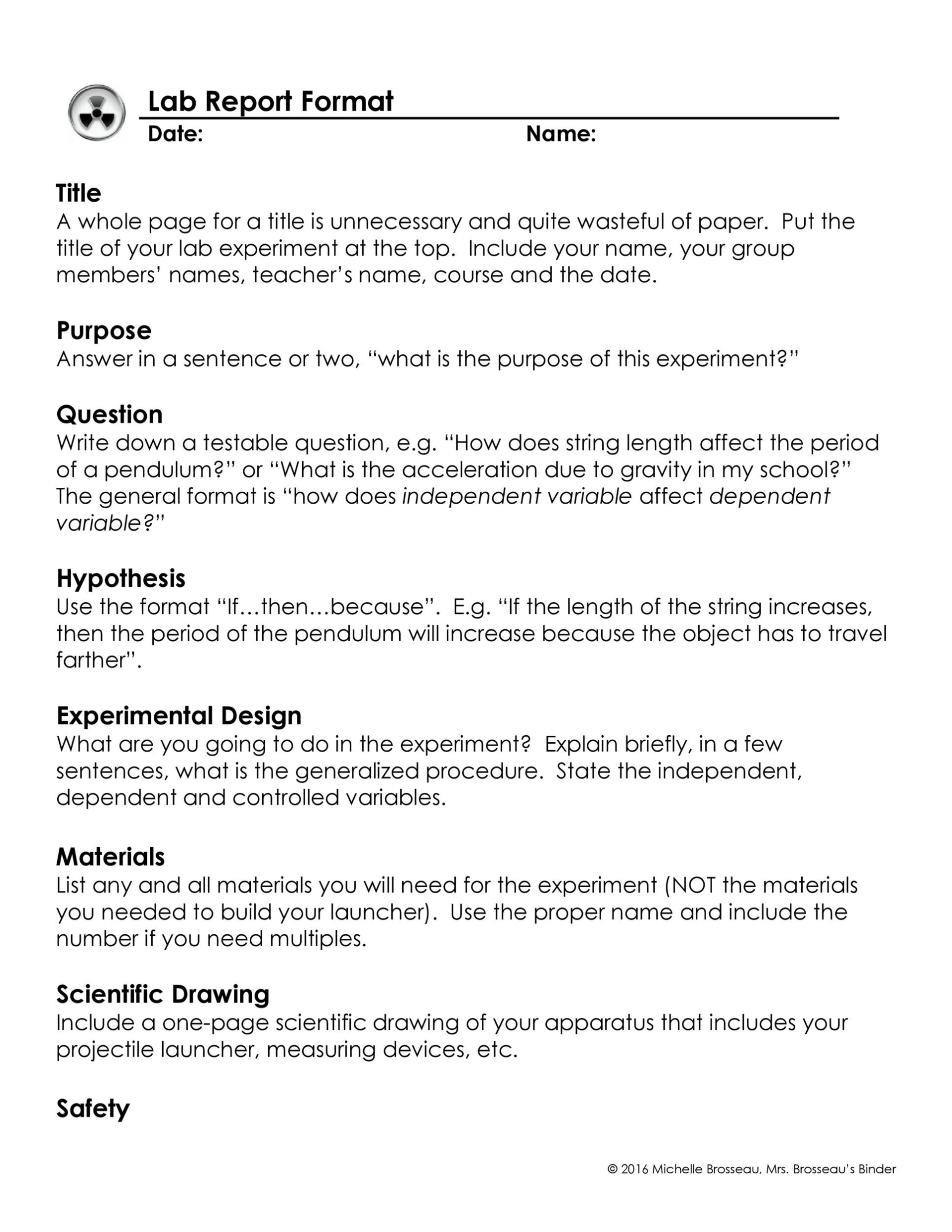40 Lab Report Templates & Format Examples - Template Lab Regarding Physics Lab Report Template