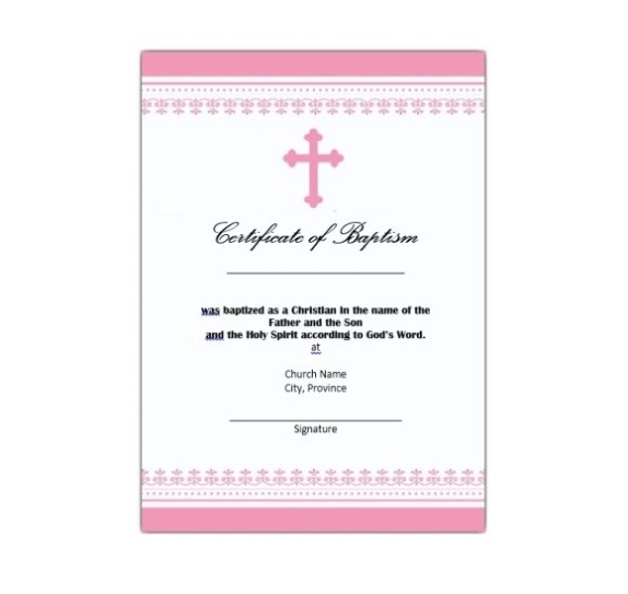 47 Baptism Certificate Templates (Free) - Printabletemplates intended for Christian Baptism Certificate Template