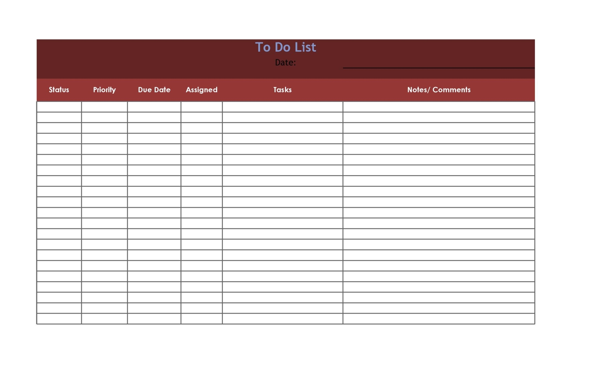 47 Printable To Do List & Checklist Templates (Excel, Word, Pdf) Regarding Blank Checklist Template Pdf