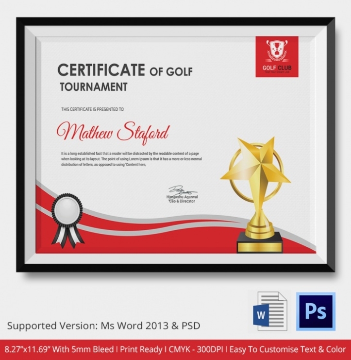 5 Golf Certificates - Psd & Word Designs | Design Trends - Premium Psd Throughout Golf Certificate Template Free