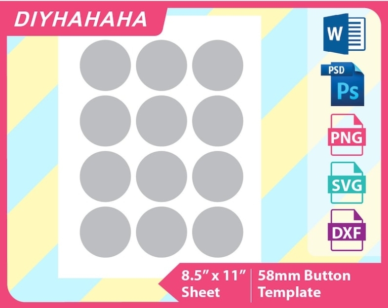 58Mm Button Template Blank Template Psd Png And Svg Dxf | Etsy Intended For Button Template For Word