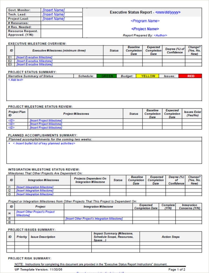 6+ Status Report Templates Free Word, Pdf, Excel Formats Regarding Project Weekly Status Report Template Excel