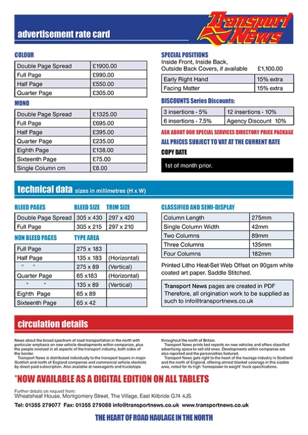 Advertising Rates - Transport News In Advertising Rate Card Template