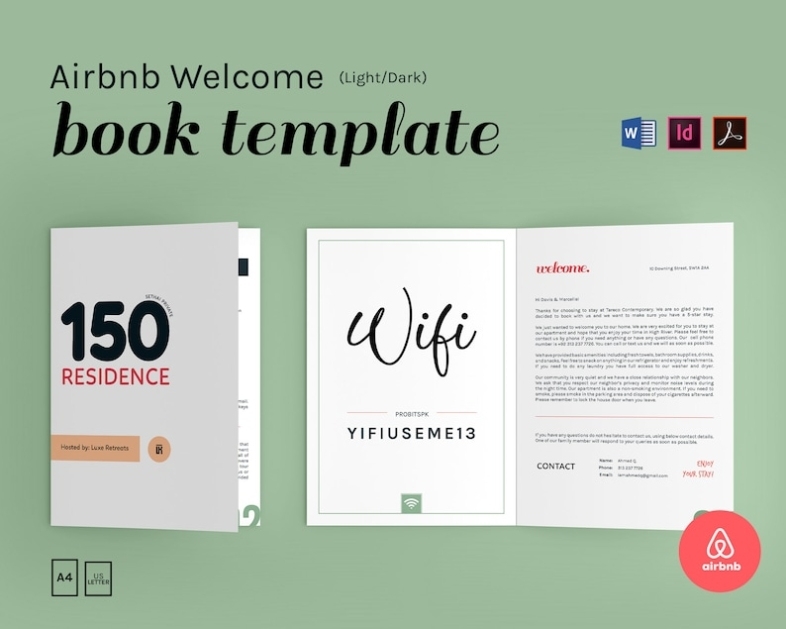 Airbnb Welcome Book Template 12 Page Indesign Word Pages | Etsy Inside Welcome Brochure Template