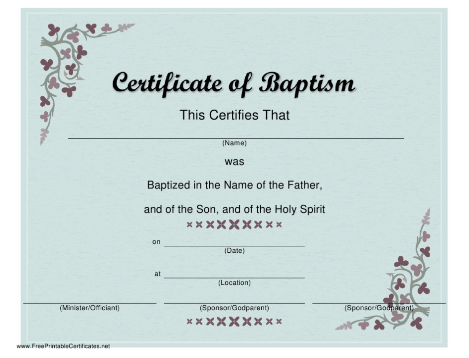 Baptism Certificate Template Download Printable Pdf | Templateroller For Baptism Certificate Template Download