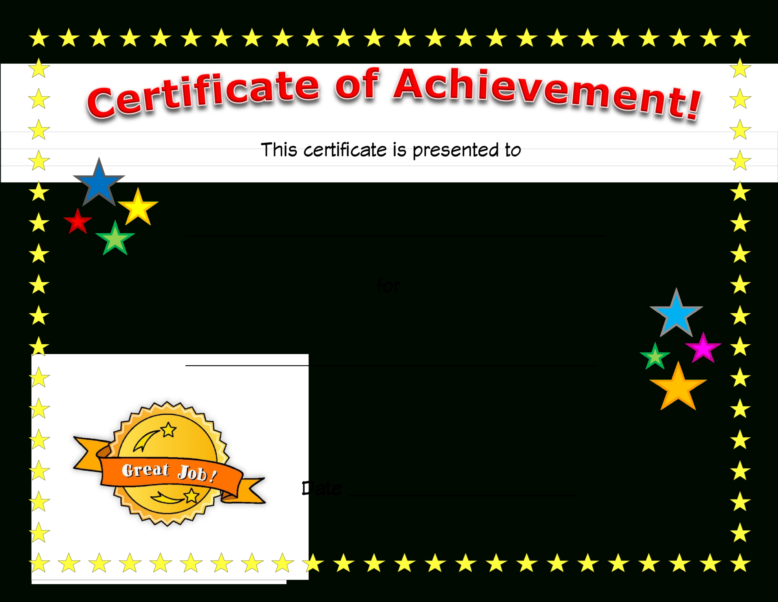 Blank Certificate Of Achievement | Templates At Allbusinesstemplates throughout Student Of The Year Award Certificate Templates
