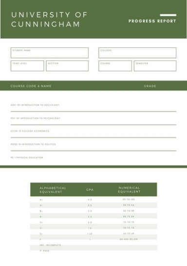 Blue College Report Card - Templates By Canva With Regard To College Report Card Template