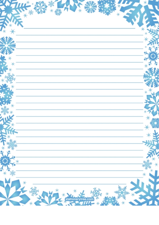 Blue Snowflakes Lined Winter Writing Paper Printable Pdf Download For Blank Snowflake Template