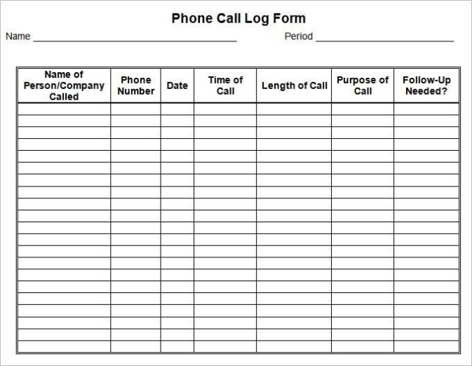 Call Log Template | 12+ Free Word, Excel & Pdf Formats, Samples, Examples Intended For Blank Call Sheet Template