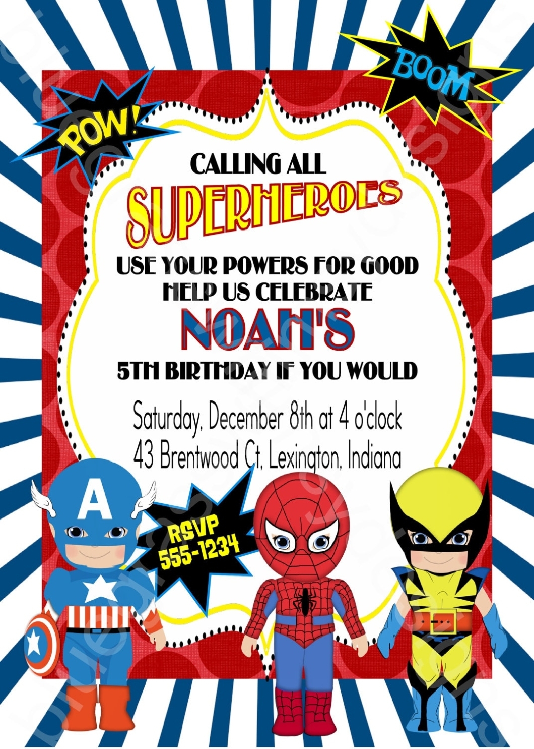 Calling All Superheroes Birthday Party Invitation Boy Or Within Superhero Birthday Card Template