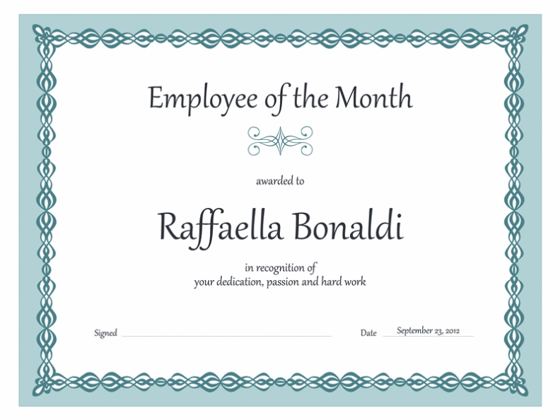 Certificate, Employee Of The Month (Blue Chain Design) - Office Templates With Regard To Employee Of The Month Certificate Template With Picture