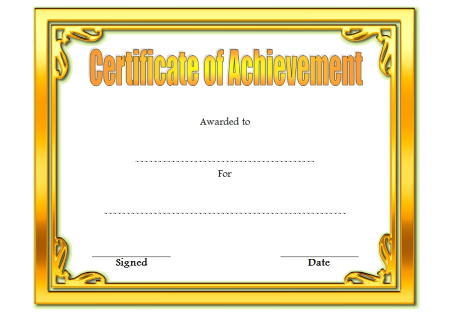 Certificate Of Achievement Template Word Free, Certificate Of Within Free Printable Certificate Of Achievement Template