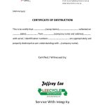 Certificate Of Destruction Template in Certificate Of Destruction Template