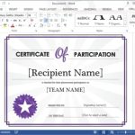 Certificate Of Participation Template For Microsoft Word with Certification Of Participation Free Template