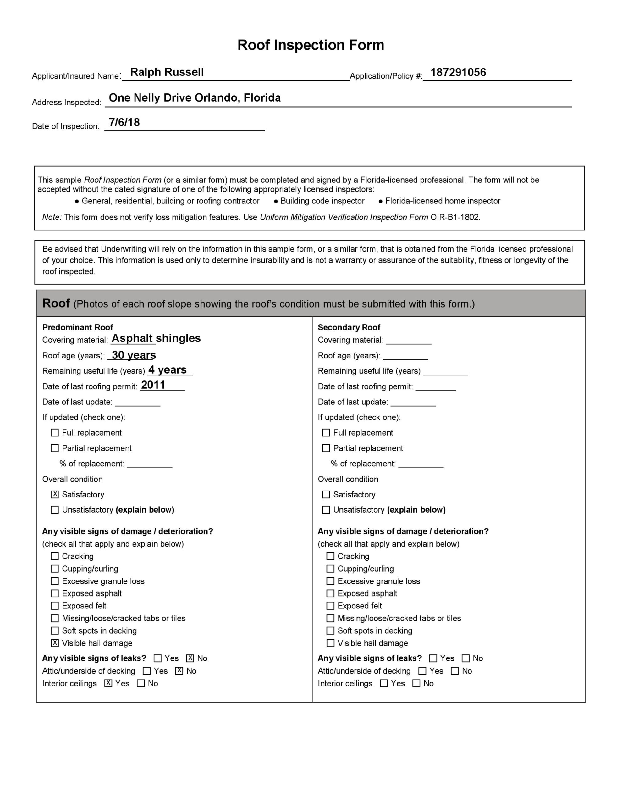 Citizens Roof Inspection Form From Spectacular Inspection System Within Roof Inspection Report Template