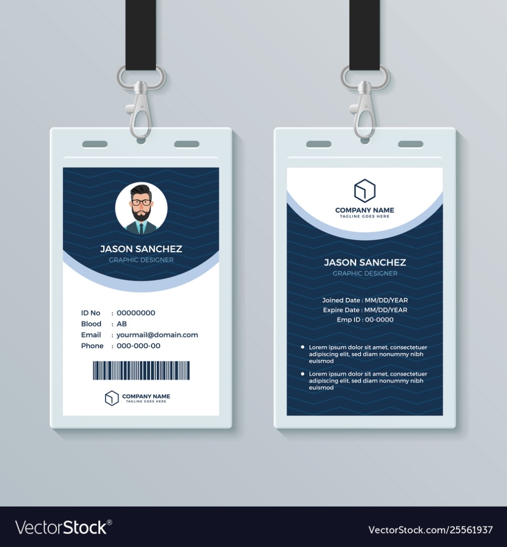 Clean And Modern Employee Id Card Design Template Vector Image Pertaining To Work Id Card Template