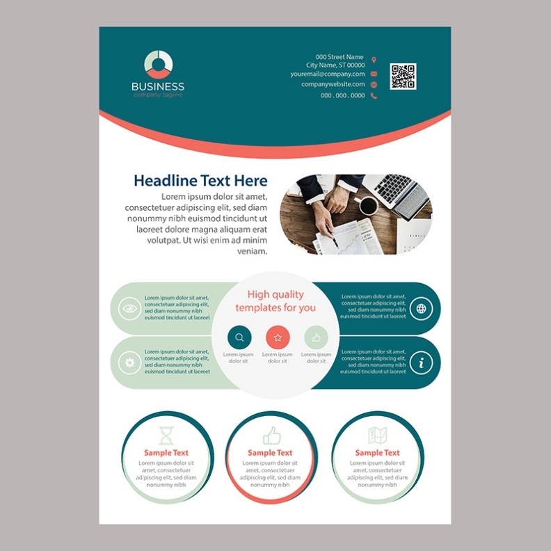 Colorful Rounded One Page Business Brochure Template 686371 Vector Art with Single Page Brochure Templates Psd