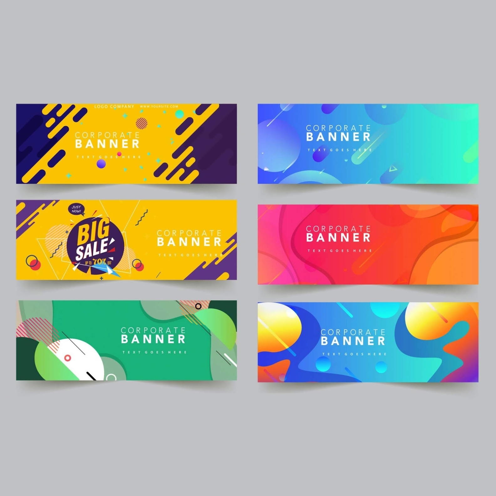 Corporate Banner Templates Colorful Modern Abstract Decor Free Vector - Vectorkh for Free Online Banner Templates