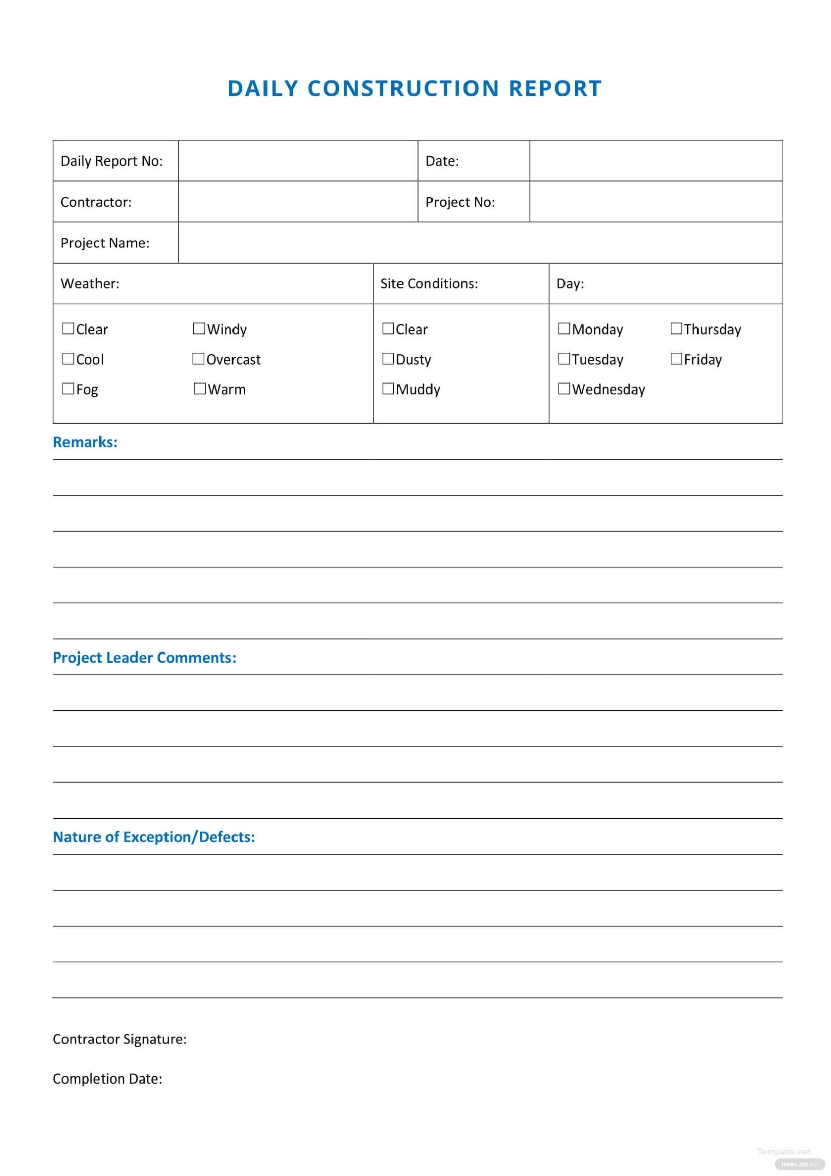 Daily Construction Report Sample Template In Microsoft Word, Pdf Throughout What Is A Report Template