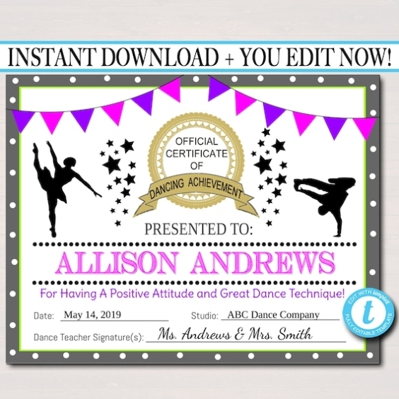Dance Certificate Templates Free Download Within Dance Certificate Template