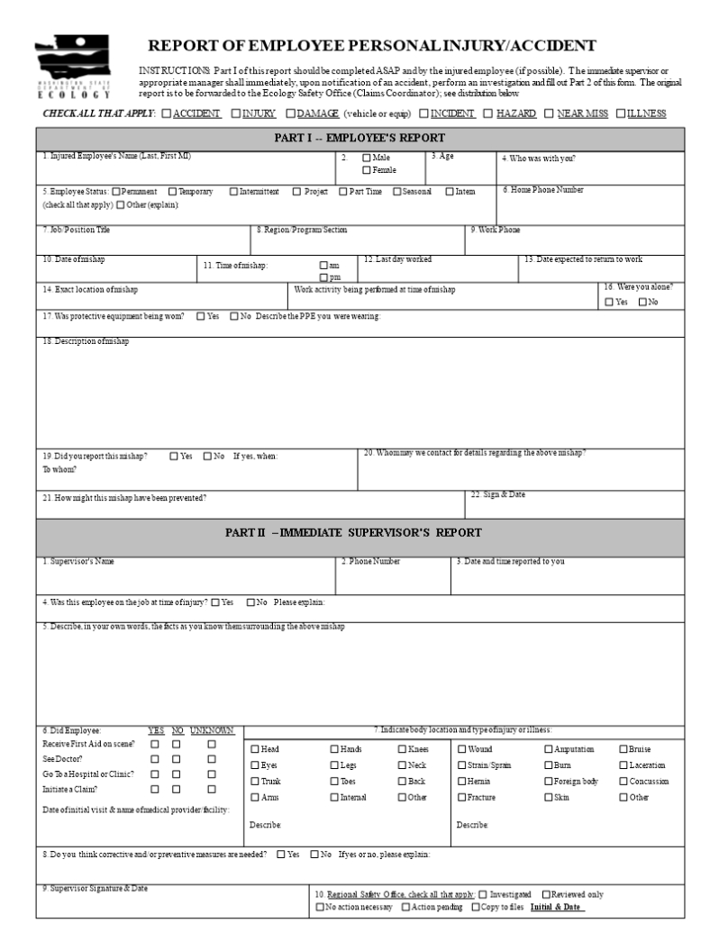 Employee Injury Incident Report Template | Templates At Allbusinesstemplates With Ir Report Template