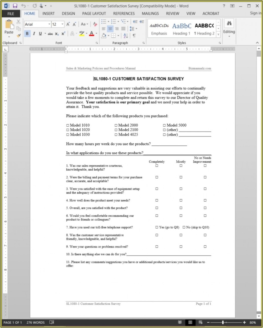 Employee Satisfaction Survey Questionnaire Pdf - Template 1 : Resume Throughout Employee Satisfaction Survey Template Word