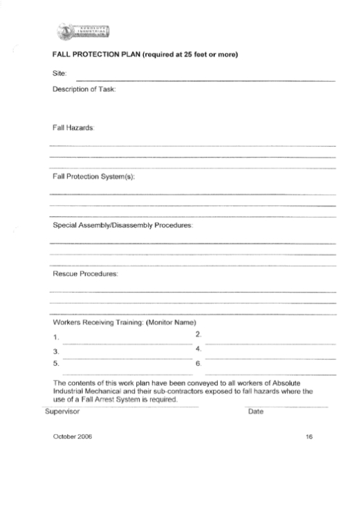 Fall Protection Plan Template Printable Pdf Download Intended For Fall Protection Certification Template