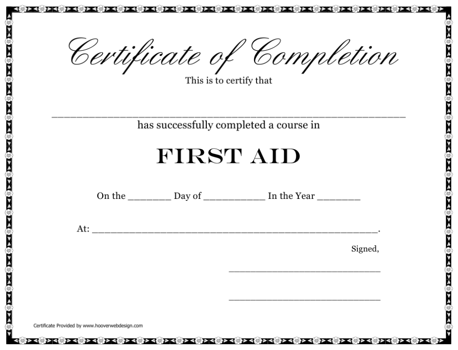 First Aid Course Completion Certificate Template Download Printable Pdf Intended For Class Completion Certificate Template