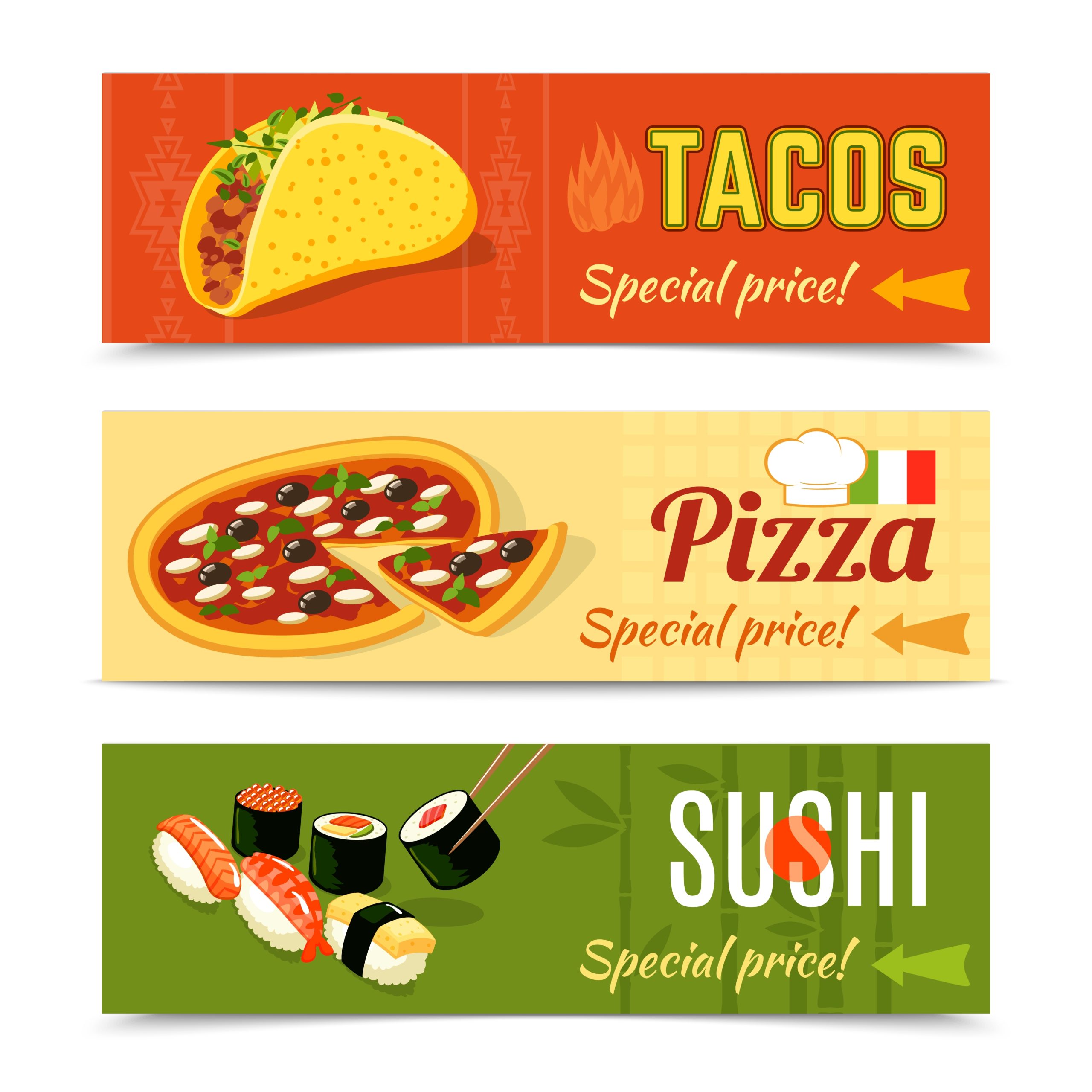 Food Banners Set 462785 Vector Art At Vecteezy In Food Banner Template