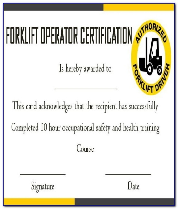 Forklift Operator Training Certificate Template Regarding Forklift Certification Template
