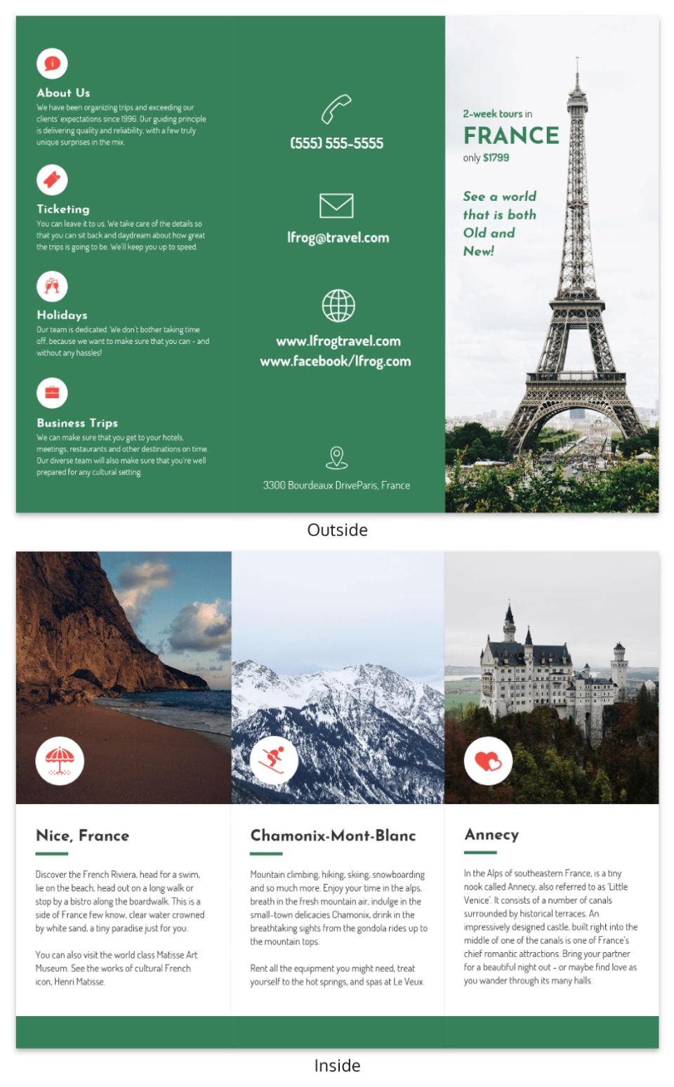 France Tri Fold Travel Brochure For Country Brochure Template