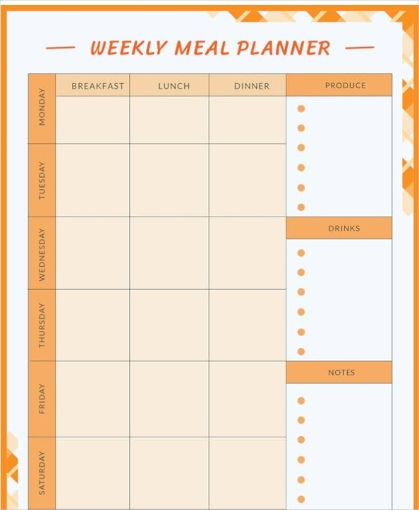 Free 17+ Meal Planning Templates In Pdf | Excel | Ms Word Throughout Weekly Meal Planner Template Word