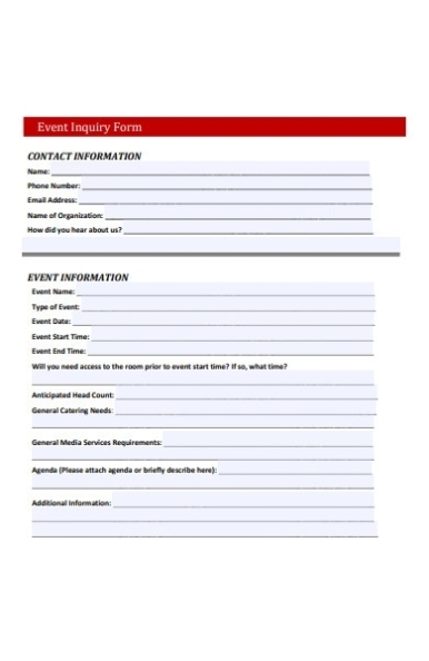 Free 50+ Inquiry Forms In Pdf | Ms Word (Doc.) Within Enquiry Form Template Word
