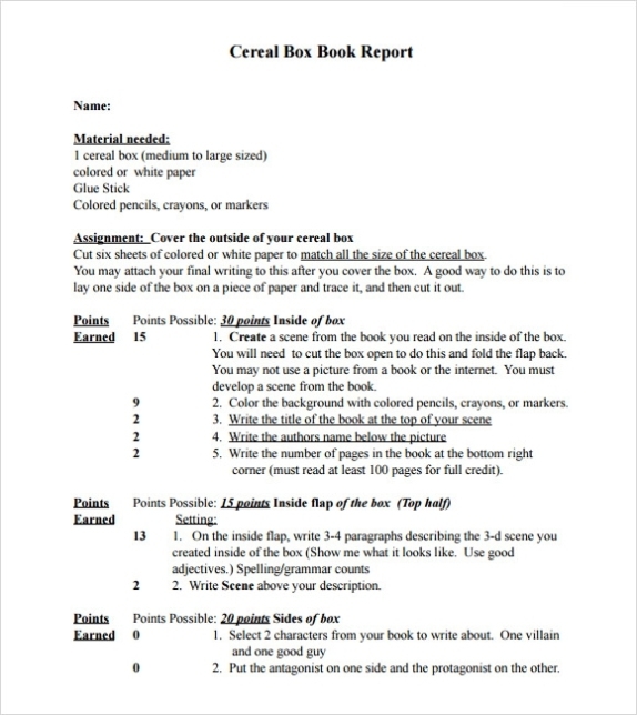 Free 8+ Sample Cereal Box Book Report Templates In Pdf | Ms Word Intended For Cereal Box Book Report Template