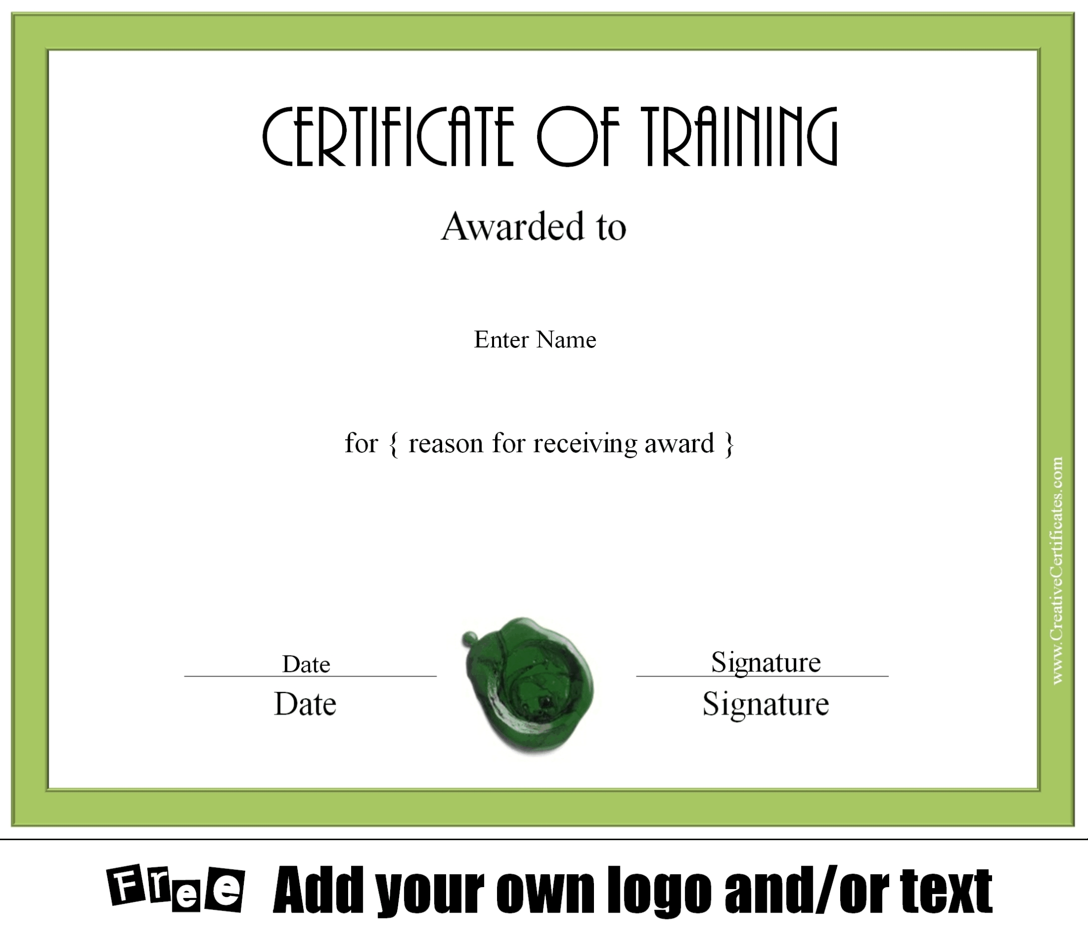 Free Certificate Of Training Template - Customizable Throughout Workshop Certificate Template