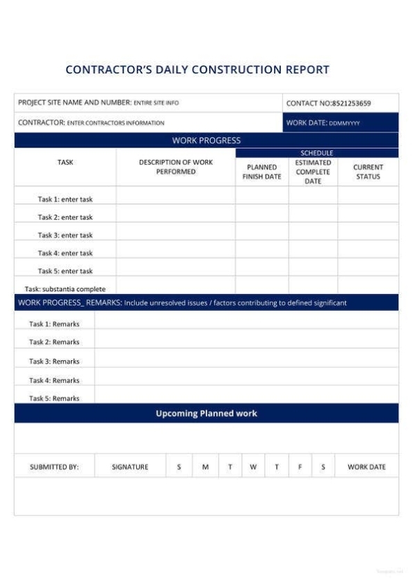 Free Construction Daily Report Template Excel ~ Excel Templates In Free Construction Daily Report Template