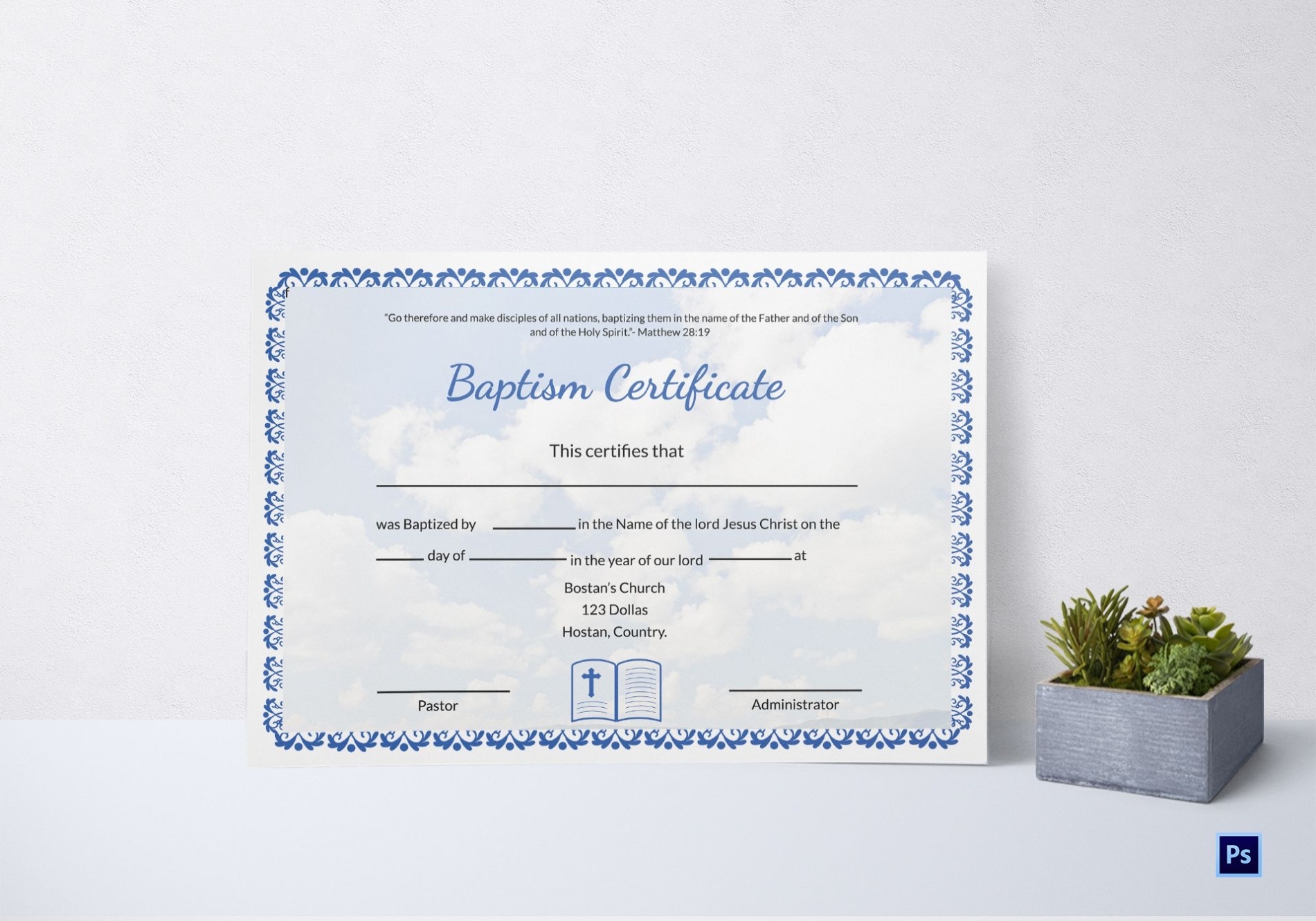 Free Editable Baptism Certificate Template | Master Template Intended For Baptism Certificate Template Download
