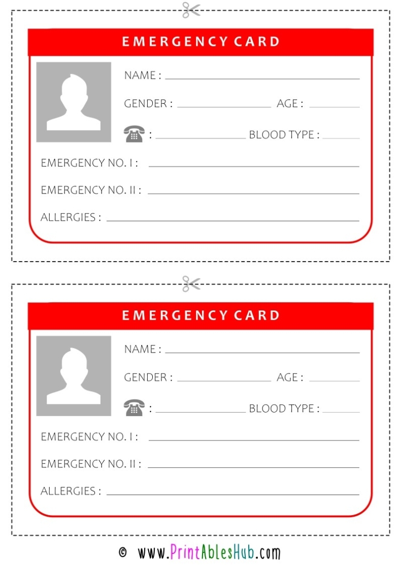 Free Printable Emergency Card Templates [Pdf] - Printables Hub Regarding In Case Of Emergency Card Template
