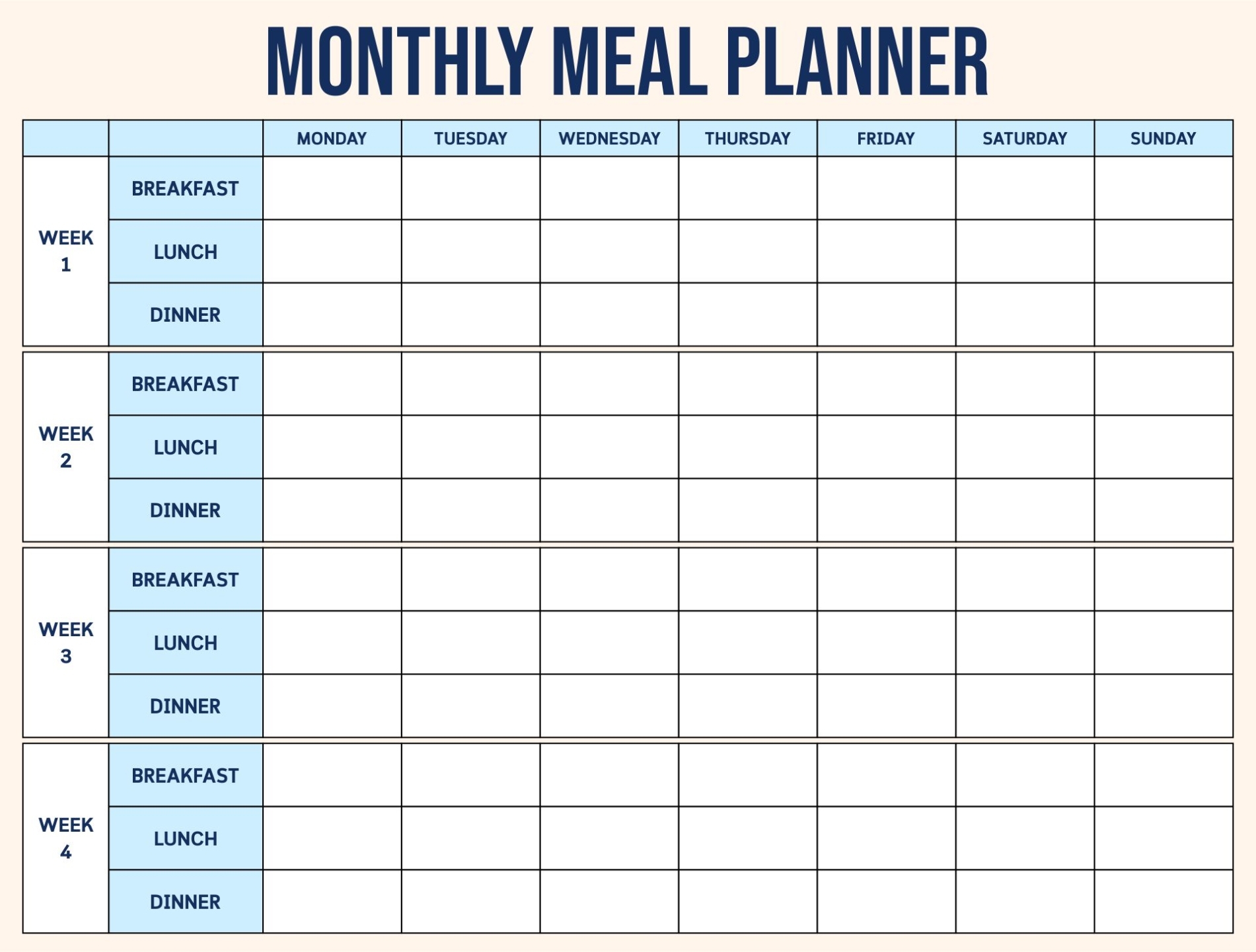 Free Printable Weekly Meal Planner Calendar - Editable Weekly Meal Pertaining To Meal Plan Template Word